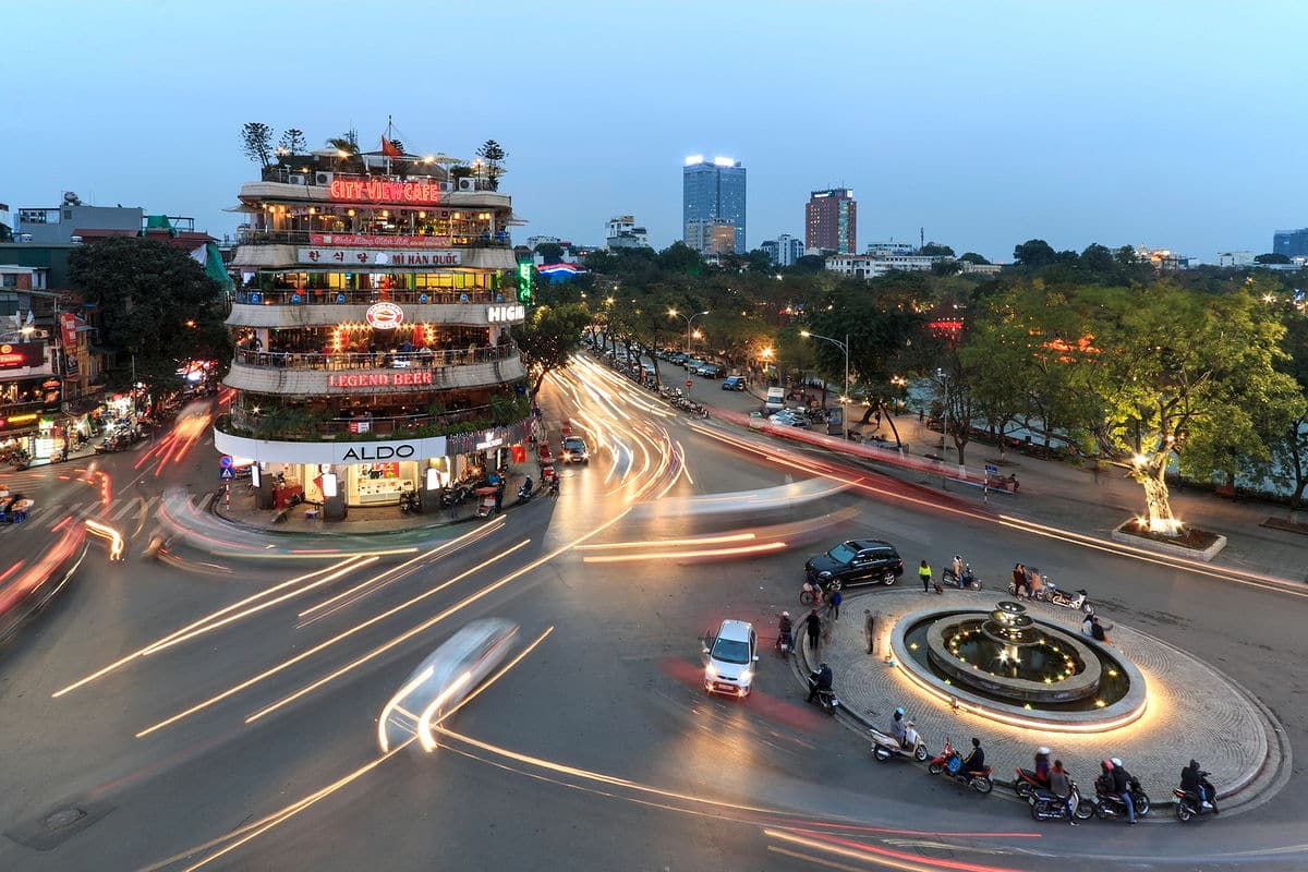 Evening traffic in the Old Quarter of Hanoi