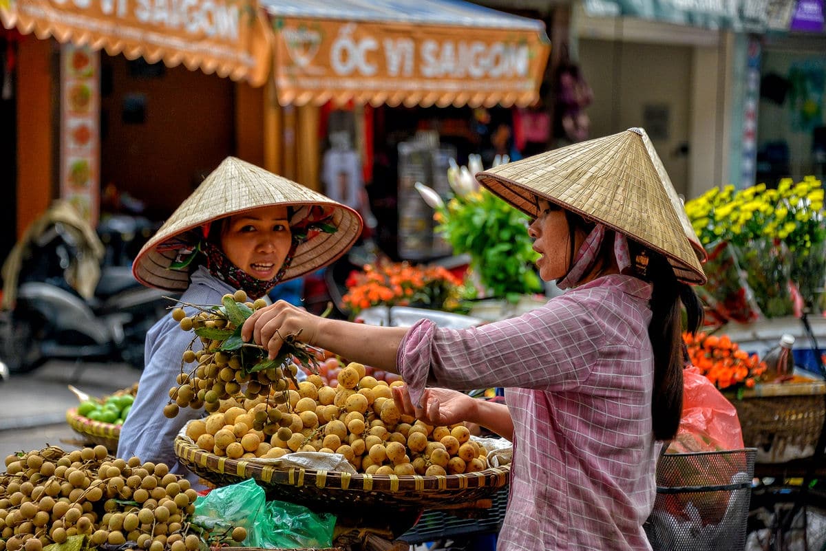 Vietnamese sales women on the streets of Hanoi