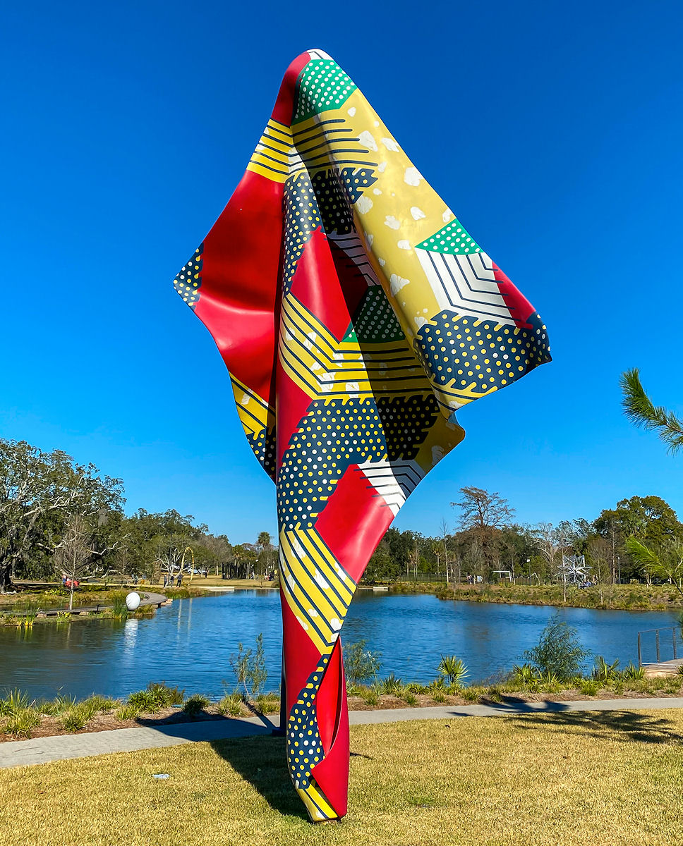 Colorful sculpture at Besthoff Sculpture Garden in City Park New Orleans