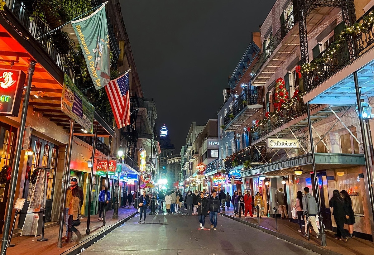 Bourbon Street, New Orleans at night
