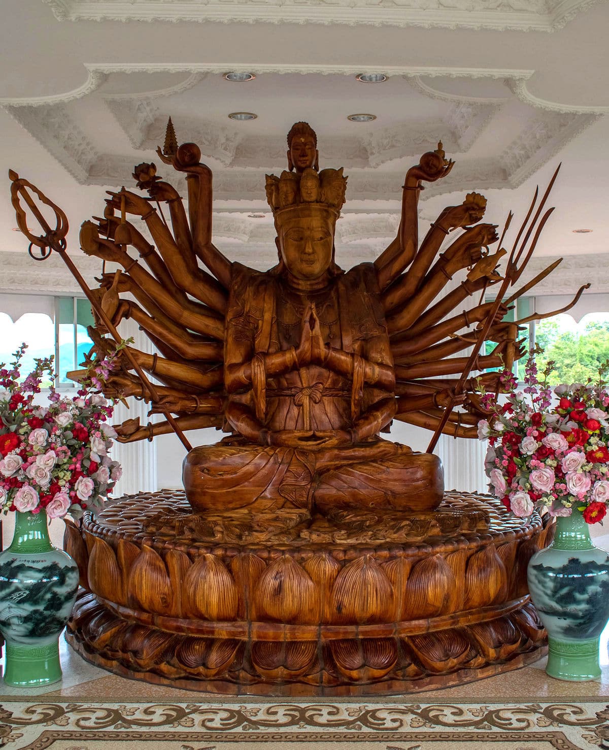 Elaborate wood statue at Wat Huay Pla Kang in Chiang Rai