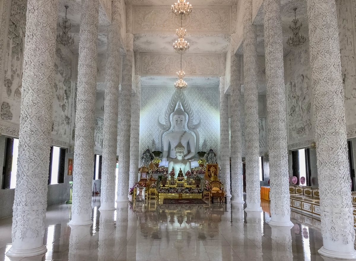 Entering Thai temple at Wat Huai Pla Kang in Chiang Rai