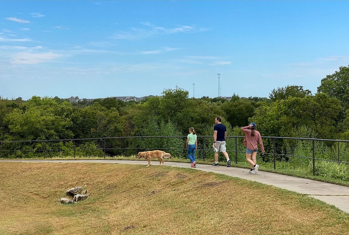 Strolling down the trail in Arbor Hills Nature Preserve