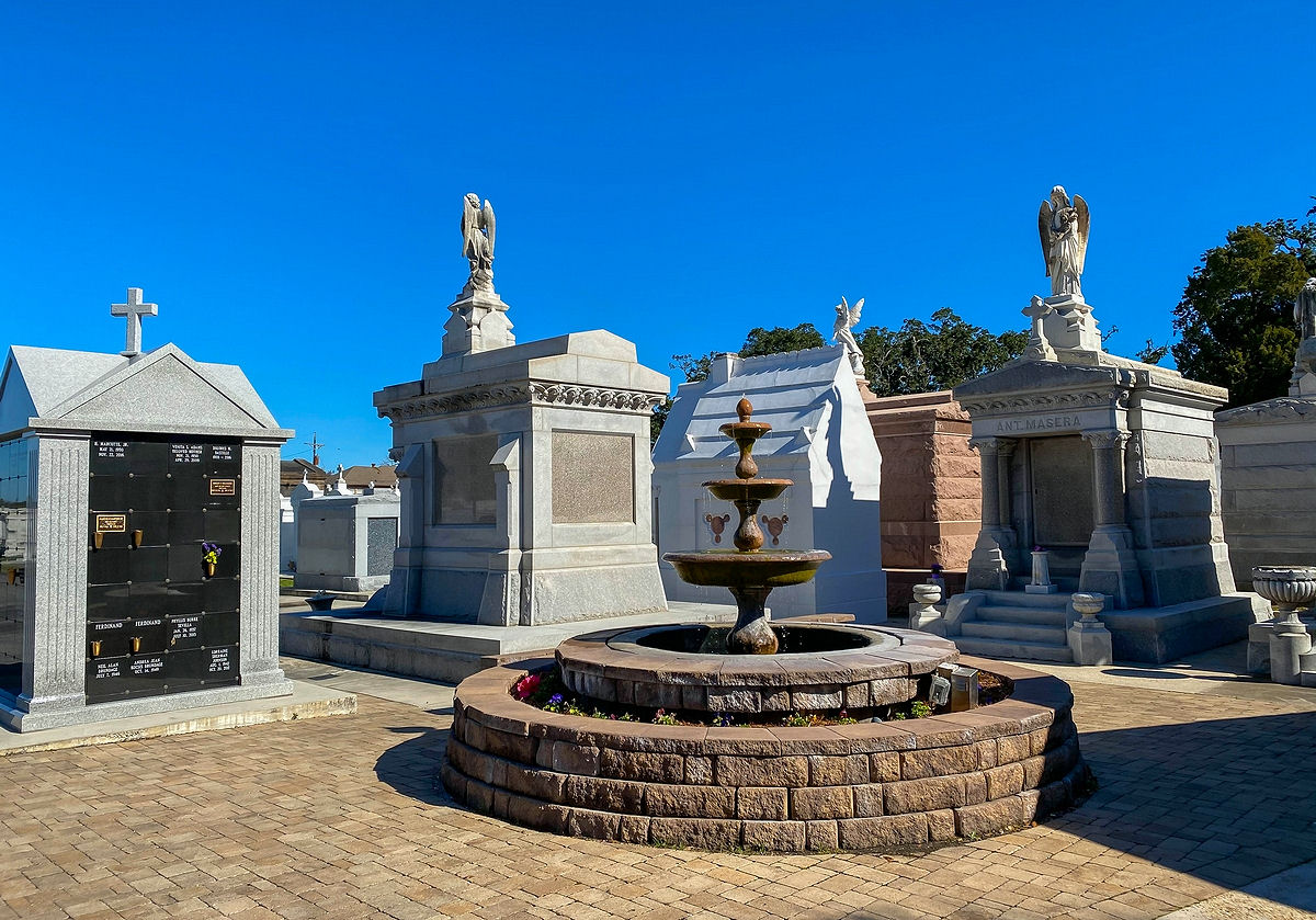 Fountain at the entrance of St. Louis Cemetery No. 3 in New Orleans