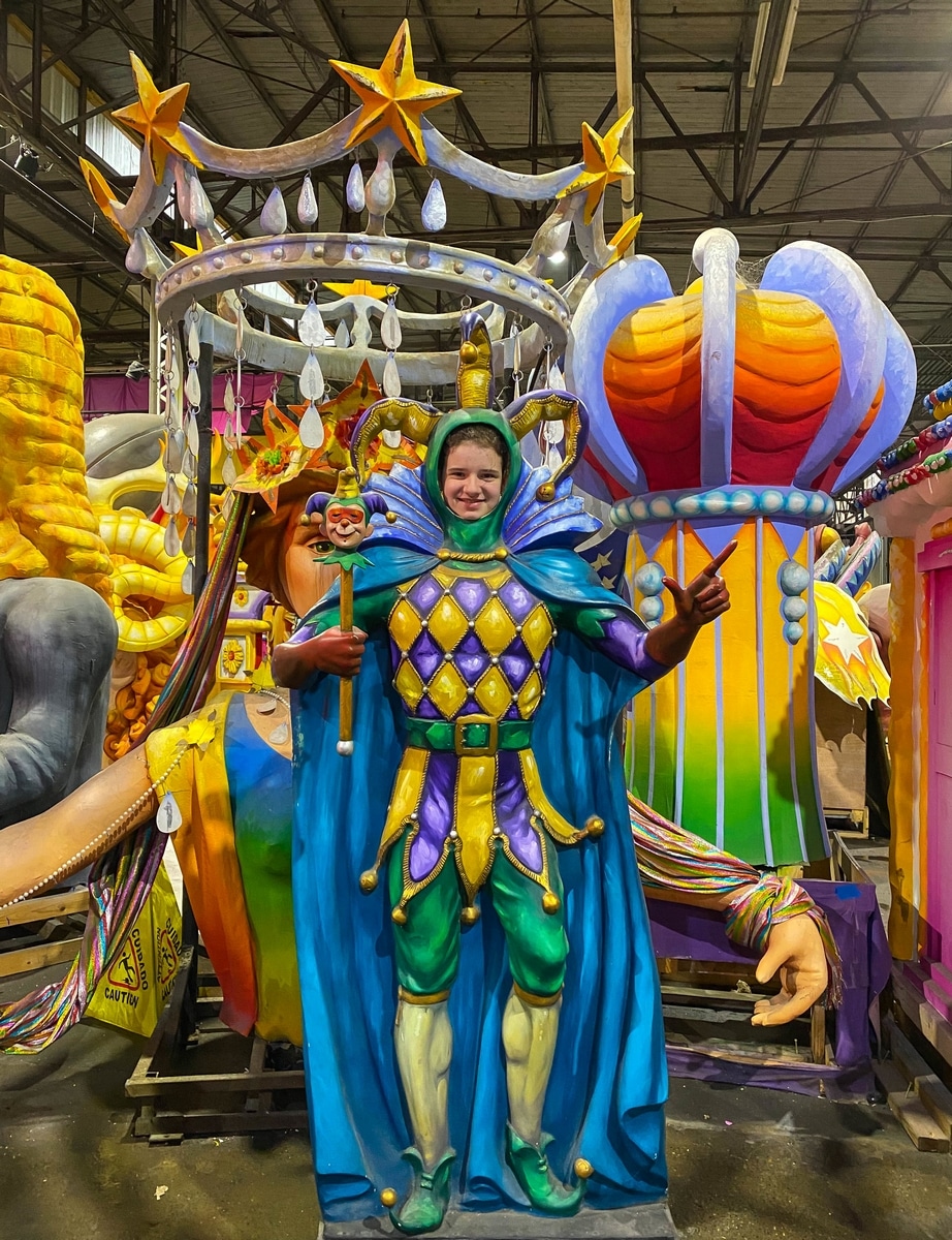 Having fun at Mardi Gras World, New Orleans