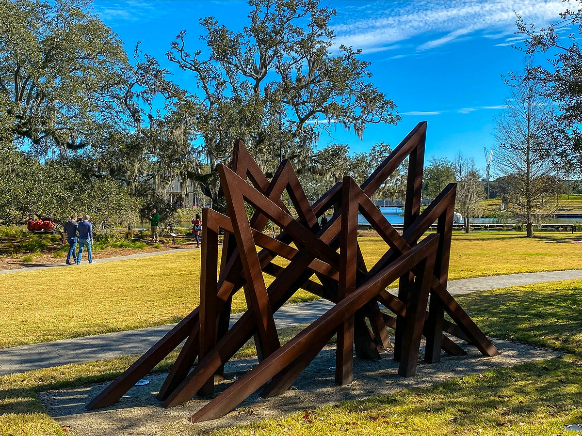 Rusty metal sculpture at Besthoff Sculpture Garden, City Park New Orleans