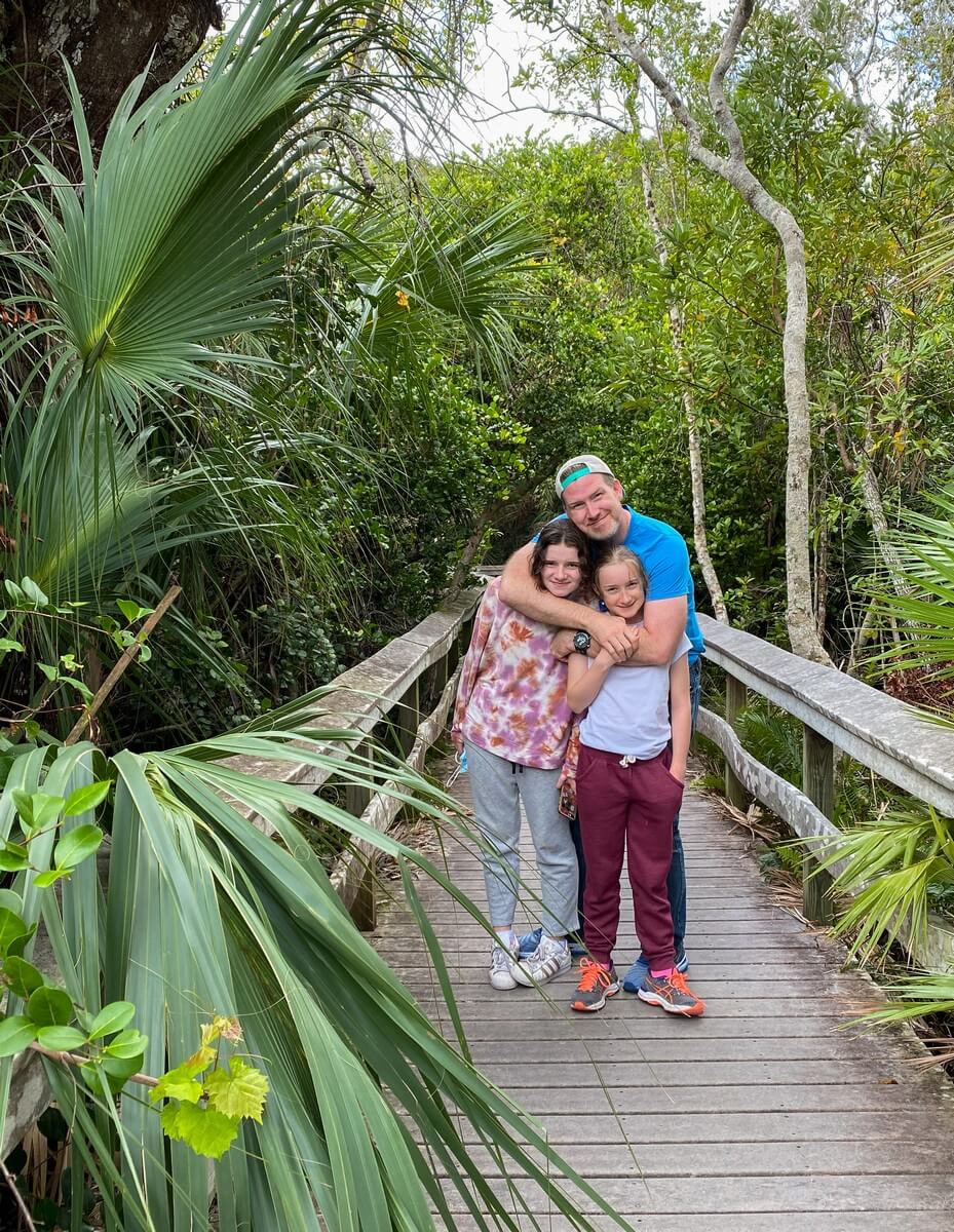 Posing for a photo on Mahogany Hammock Trail, Everglades National Park