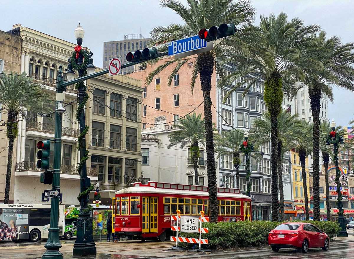 Rainy morning on Canal Street in New Orleans