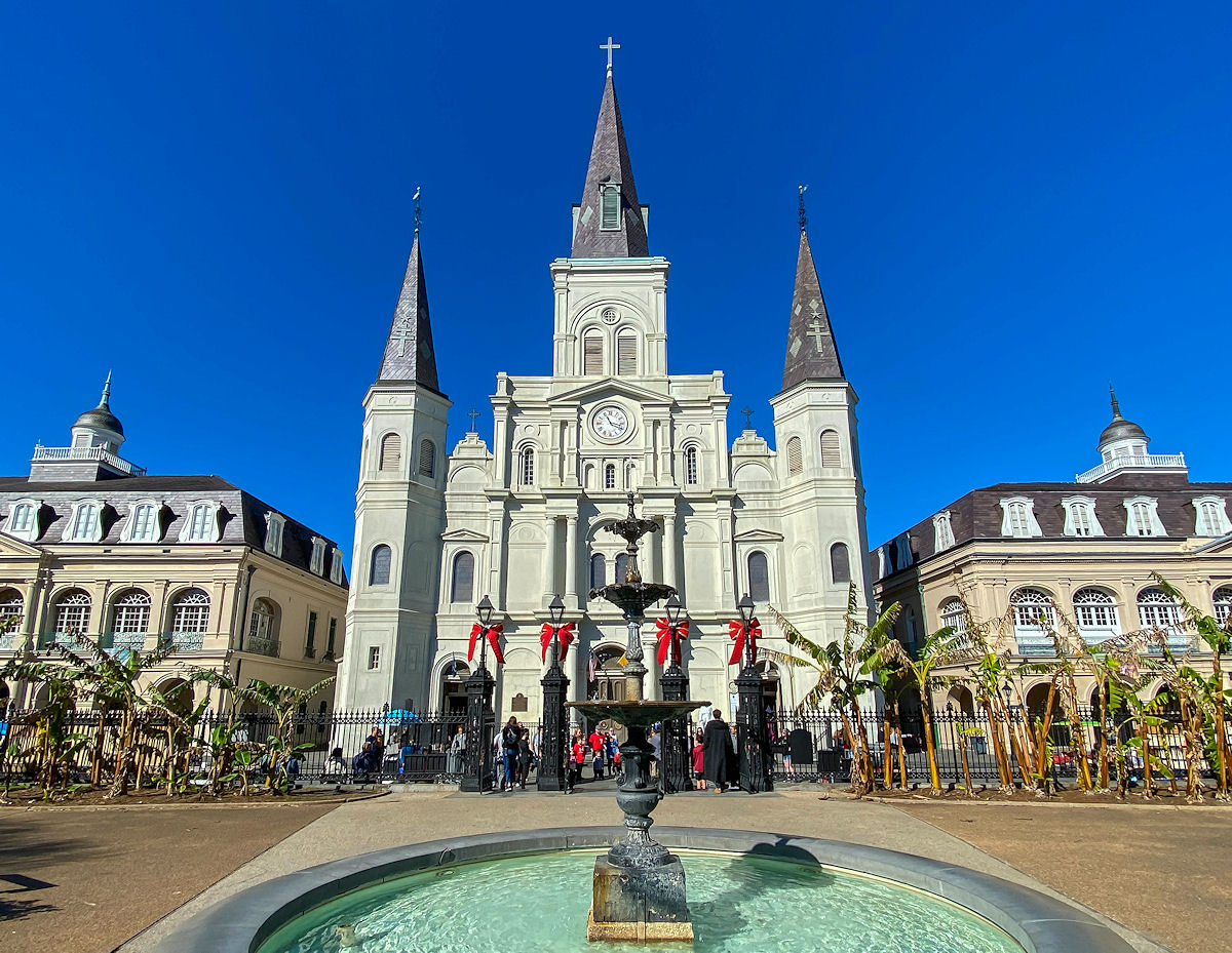 St. Louis Cathedral in New Orleans under blue skies