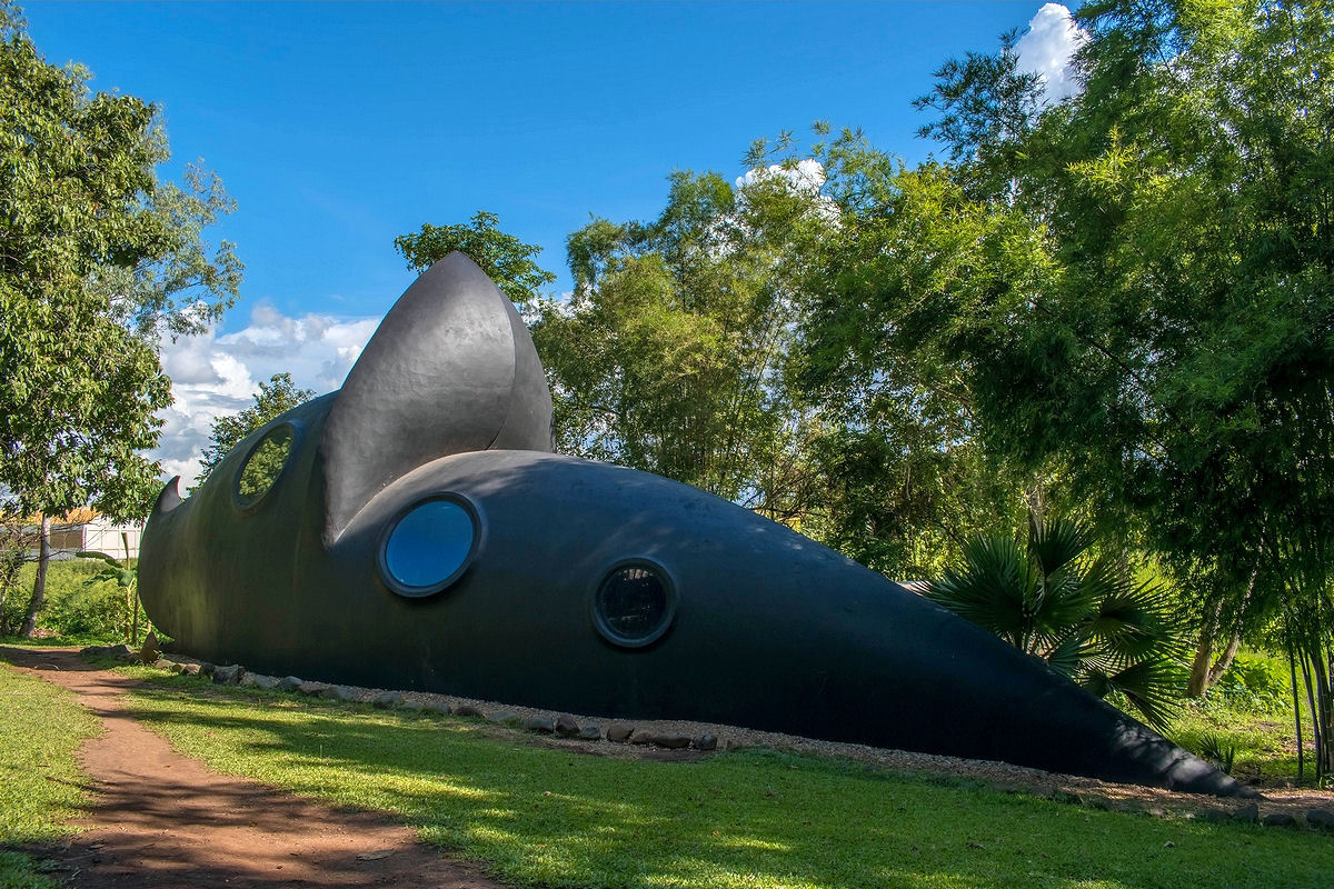 Whale-shaped structure at The Black House in Chiang Rai
