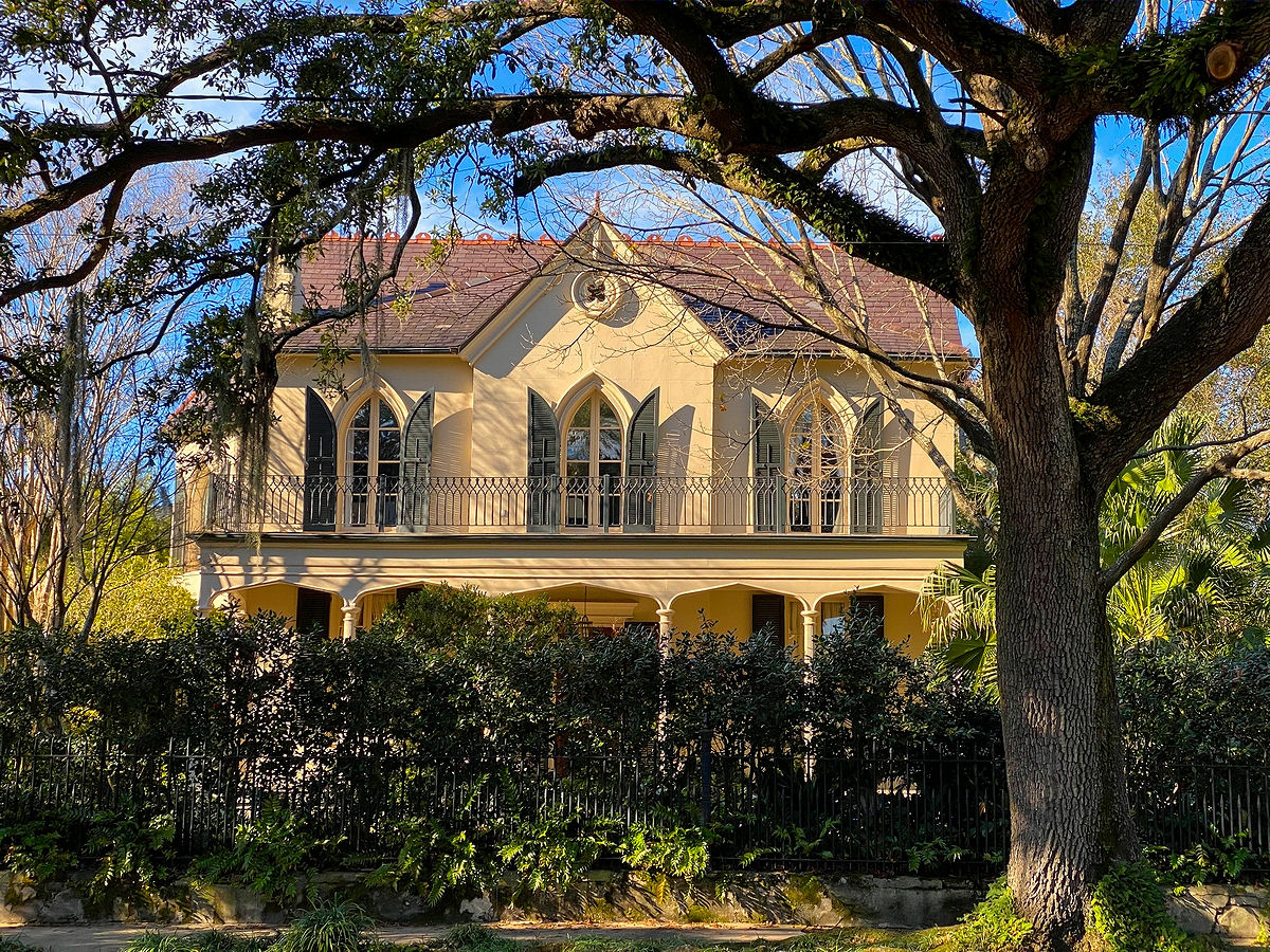 Lovely house with Mediterranean-style windows in the Garden District of New Orleans